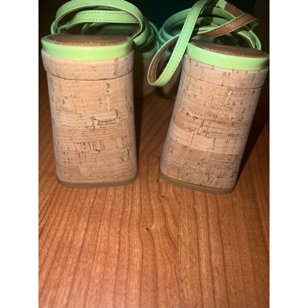 8 by YOOX CORK HEEL SANDALS Size EU 40 US 10 Acid Green - Picture 8 of 12